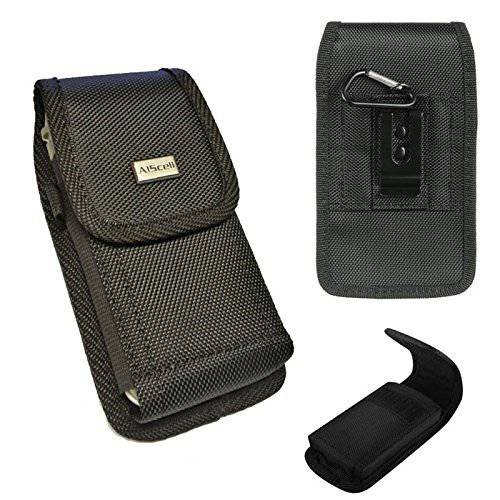 AISCELL Hip Holster for LG Stylo 5, 5v, 5+, G8X ThinQ, Stylo 3, Stylo 4 Plus, Stylo 4, V40 ThinQ, Q70, 견고한 블랙 Nylon 파우치 Holster 케이스 Fixed 벨트 Clip 케이스 Fits 폰 with 하이브리드 Protective 커버