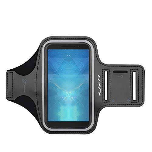 J&D Armband Compatible for T-Mobile Revvl 2 Armband, Sports Armband with Key Holder Slot for T-Mobile Revvl 2 Running Armband, Perfect Earphone Connection While Workout Running - Black