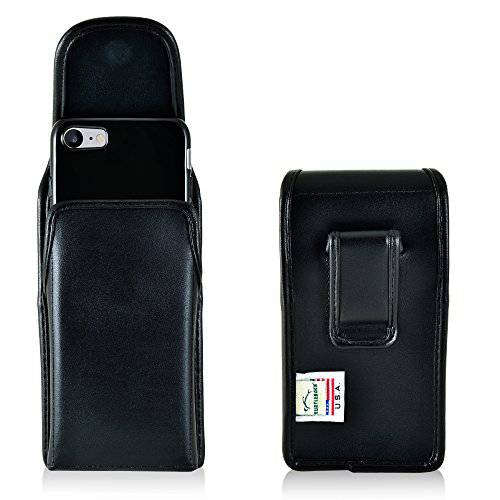 Turtleback Holster for 아이폰 8 아이폰 7, 블랙 버티컬 벨트 케이스 가죽 파우치 with Executive 벨트 Clip Made in USA