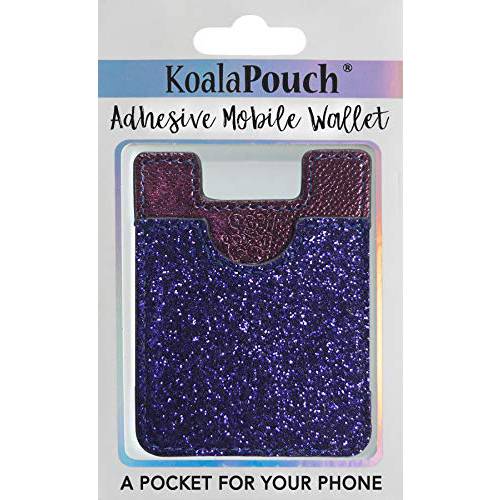 글리터, 빤짝이 Koala 파우치 - 폰 카드 Holder,  부착형, 스티커 지갑 (Purple)