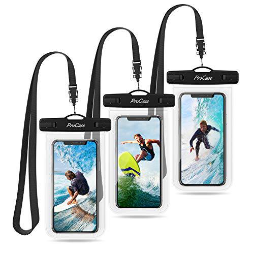 프로케이스 범용 방수 파우치 핸드폰 드라이 백 Underwater 케이스 for 아이폰 11 프로 Max/ Xs Max/ XR/ 8/ SE 2020, 갤럭시 S20 Ultra/ S20+/ Note10+ S9 S8+, Pixel up to 6.9 - 3 Pack, 클리어
