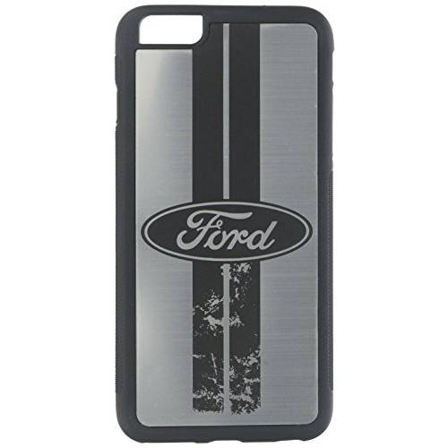 Buckle-Down 휴대폰, 스마트폰 케이스 - Ford Oval/ 스트라이프 Brushed Silver/ 블랙 - iPhone4