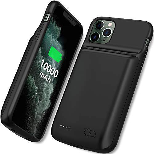 NEWDERY 배터리 케이스 for 아이폰 11 프로 맥스, 10000mAh 휴대용 프로tective 충전 케이스 Extended 충전식 배터리 보조배터리, 파워뱅크 for 6.5 Inch 아이폰 11 프로 맥스 (Black)