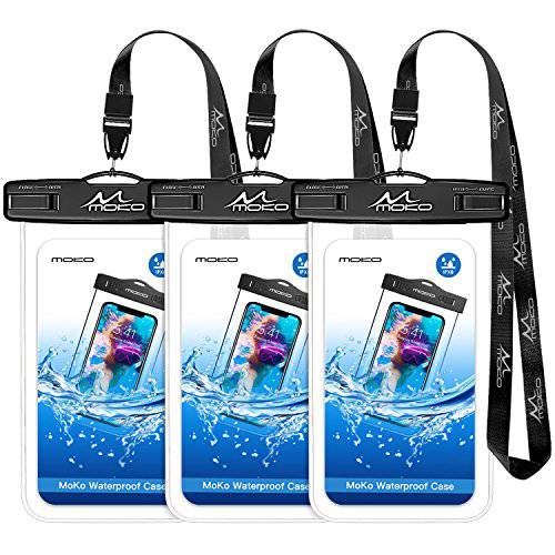 MoKo 방수 폰 파우치 [3 Pack], Underwater 폰 케이스 드라이 백 with 스트랩 호환가능한 with 아이폰 11/ 11 프로/ 11 프로 Max, X/ Xs/ Xr/ Xs Max, 8/ 7 Plus, 삼성 S10/ S9/ S8 Plus, S10e, S20, 메모,필기 10/ 9/ 8