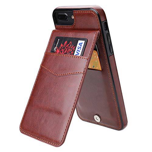 KIHUWEY 아이폰 7 플러스 아이폰 8 플러스 케이스 지갑 with 신용 카드 Holder, 프리미엄 가죽 마그네틱, 자석 걸쇠 킥스탠드 내구성, 튼튼 Protective 커버 for 아이폰 7/ 8 플러스 5.5 Inch(Rose Gold)