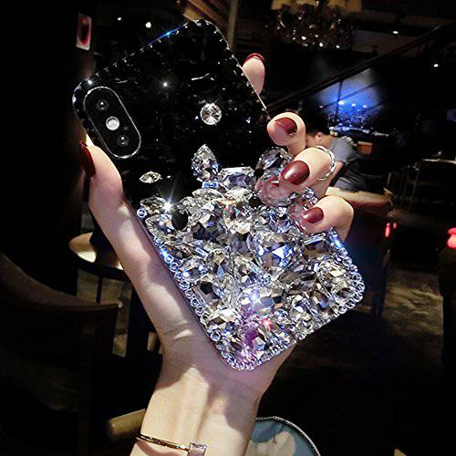 Aifeer 아이폰 X 다이아몬드 케이스, 3D 핸드메이드 럭셔리 Sparkle 모조다이아몬드 풀 크리스탈 다이아몬드 케이스 커버 for 아이폰 X (Clear)