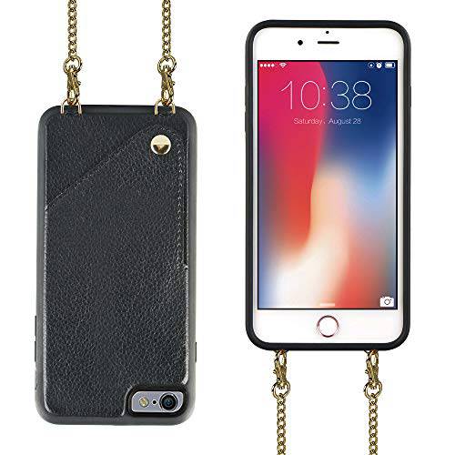 JLFCH 아이폰 6 Plus 지갑 케이스, 아이폰 6s Plus 가죽 지갑 케이스, 가죽 케이스 포함 카드 홀더, 셀 폰 케이스 포함 Chain, Protective 케이스 for 아이폰 6/ 6s Plus, 5.5 Inch, 로즈 Gold