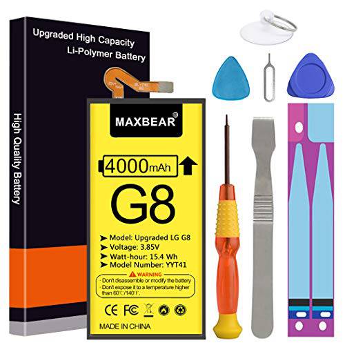 MAXBEAR LG G8 배터리, 4000mAh 3.85V Li-Polymer 교체용 배터리 호환가능한 with LG G8 ThinQ BL-T41 G820N G820UM LMG820QM7 LMG820TMB LMG820UM0 LMG820UM1 LMG820UMB LMV405EB with 리페어 툴 Kit