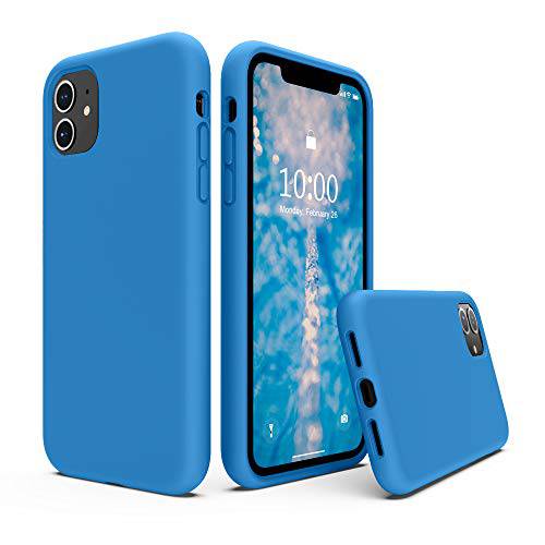 SURPHY 실리콘 케이스 호환가능한with 아이폰 11 케이스 6.1 inch, 리퀴드 실리콘 풀 바디 강화,개선 Design 폰 케이스 (with 극세사 Lining) for 아이폰 11 6.1 2019 (Blue)