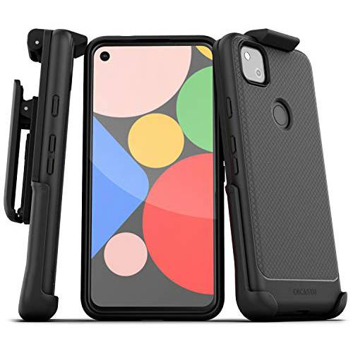 Encased Pixel 4a 벨트 Clip 케이스 (Thin Armor) 슬림 손잡이 커버 with Holster for 구글 Pixel 4a- Black