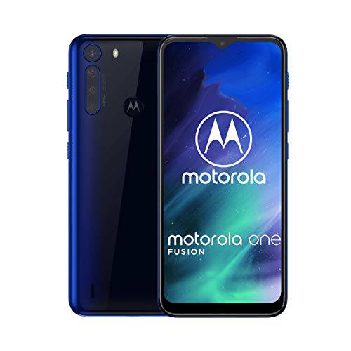 Motorola  원 Fusion 64GB XT2073-2, 4GB Ram, 48MP 카메라, 퀄컴 Snapdragon 710 LTE Factory 언락 스마트폰 - 인터네셔널 Version (오션 블루)