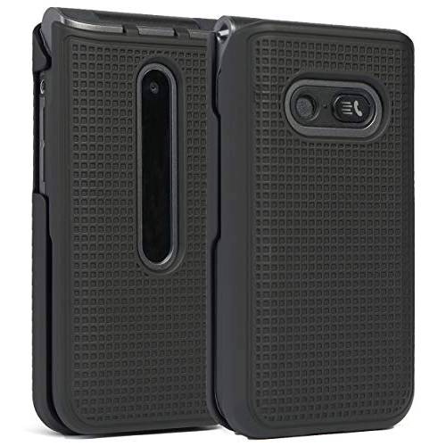 케이스 LG 클래식 플립, Nakedcellphone [ 블랙] 보호 Snap-On 하드 쉘 커버 [그리드,격자무늬 텍스쳐] LG 클래식 플립 폰 L125DL