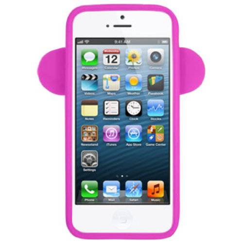 Decoro SILIP5MONHP 프리미엄 실리콘 케이스 애플 아이폰 5 - 카툰 Monkey 디자인 - 1 팩 - 리테일 팩Aging - 핫 핑크