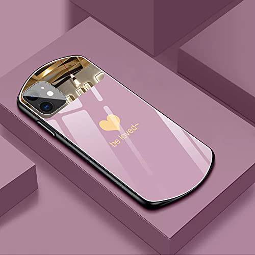EYZUTAK 엣지 미러 글래스 Heart 케이스 아이폰 12 아이폰 12 프로 6.1, 러그드 충격방지 폰 케이스 슬림 케이스 풀 바디 보호 Case-Purple