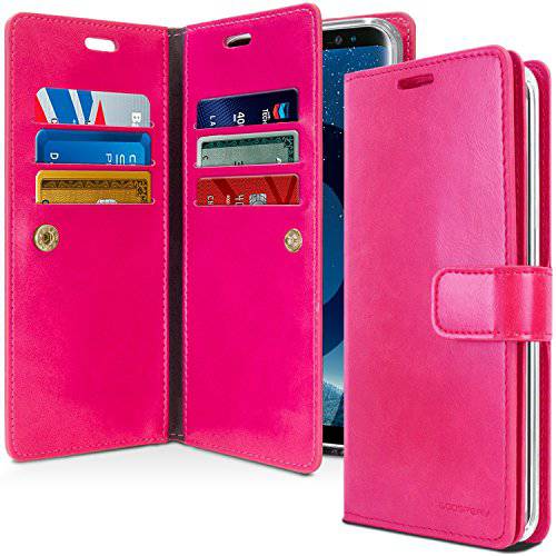 Goospery Mansoor 지갑 삼성 갤럭시 S9 플러스 케이스 (2018) 양면 카드 홀더 플립 커버 (핫 핑크) S9P-Man-HPNK