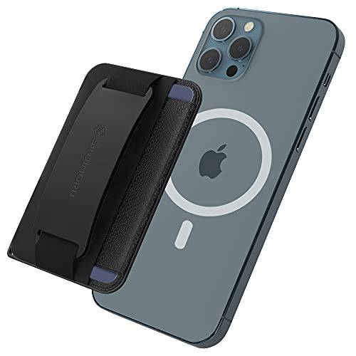 Sinjimoru 3 in 1 애플 MagSafe 지갑 아이폰 as 폰 그립 스탠드, MagSafe 휴대폰, 스마트폰 지갑 부착형, 스티커 Functioning as MagSafe 스탠드& MagSafe 그립 홀더. M-BGrip 블랙