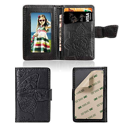 MEUPZZK 휴대폰, 스마트폰 지갑 슬림 3M 접착 신용 카드 홀더 부착형, 스티커 지갑 휴대폰, 스마트폰 아이폰/ 안드로이드/ 삼성 갤럭시 and Most 스마트폰 (A-Black)