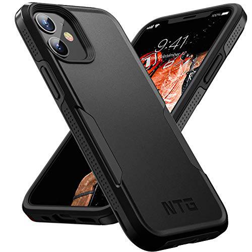 NTG [1st 세대] Designed  아이폰 12 케이스&  아이폰 12 프로 케이스, Heavy-Duty 내구성 러그드 경량 슬림 충격방지 보호 케이스  아이폰 12 6.1 인치, 블랙