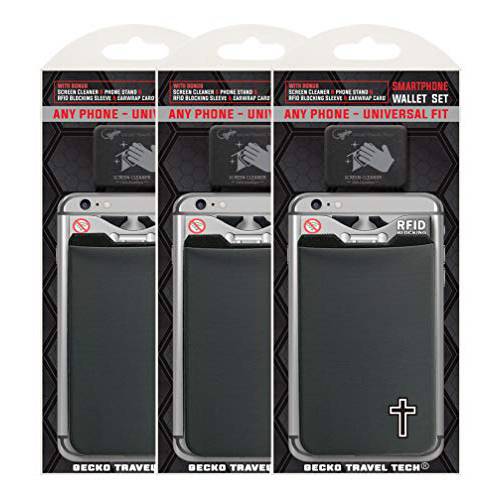 3 팩 폰 지갑 in 크로스 디자인 - Catholic 휴대폰, 스마트폰 카드 홀더 - Christian cardholder  스마트폰 - 신용 카드 폰 지갑 a 크로스 (x3 크로스 그레이)