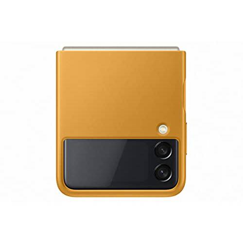 삼성 갤럭시 Z 플립 3 폰 케이스, 가죽 보호 커버, 충격방지 스마트폰 보호 (머스타드)