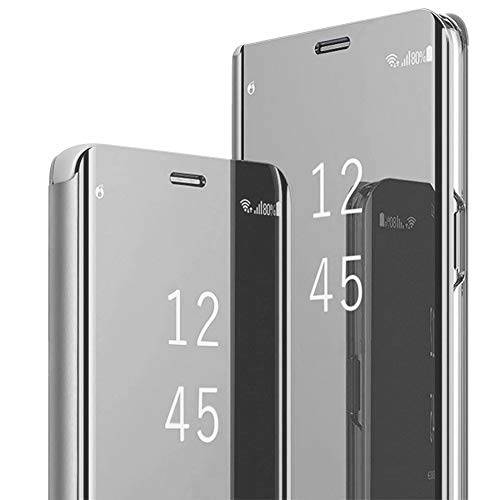 Z 폴드 3 5G 케이스 호환가능한 삼성 갤럭시 Z Fold3 5G 휴대폰, 스마트폰 케이스 킥스탠드, PU 가죽, 클리어 뷰 미러 플립 커버 충격방지 보호 커버 삼성 Z 폴드 3 5G 7.6-inch