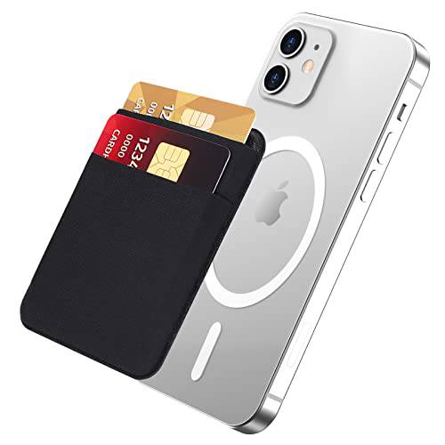 폰 지갑 호환가능한 애플 MagSafe, Senose 자석 폰 카드 홀더 후면 of 폰 카드 파우치 슬리브, 호환가능한 아이폰 13 프로, 아이폰 12 시리즈, 블랙