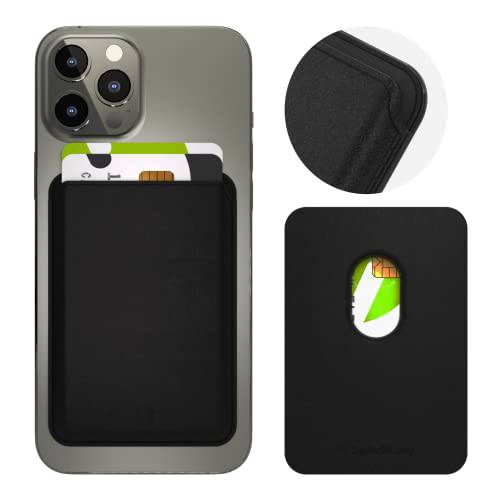 SWITCHEASY 가죽 아이폰 MagSafe 지갑 - 프리미엄 가죽 MagSafe 카드 홀더,  아이폰 12&  아이폰 13 MagSafe 지갑, RFID 도용 프로텍트 - Mag 지갑 (블랙)