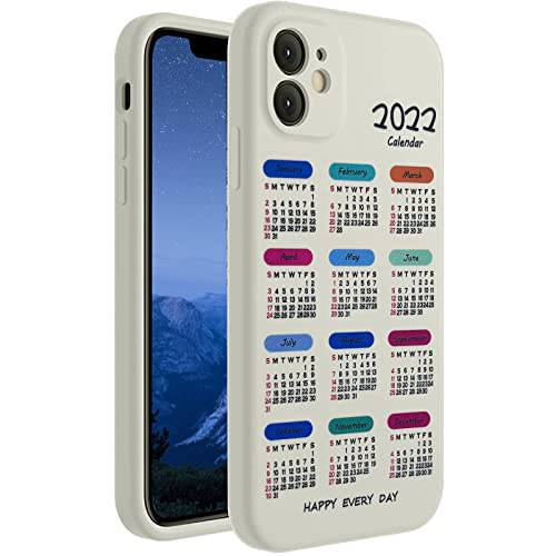 MGQILING 호환가능한 아이폰 11 케이스 귀여운 2022 달력 Painted 디자인, 소프트 TPU 슬림 충격방지 후면 커버 보호 케이스 아이폰 11 6.1 인치 걸스 여성 화이트