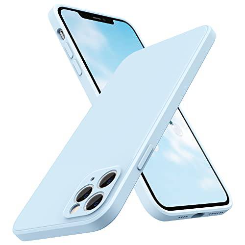 SURPHY 사각 실리콘 케이스 호환가능한 아이폰 11 프로 맥스 케이스 6.5 인치, 사각 엣지 리퀴드 실리콘 폰 케이스 (개인 프로텍트 Each 렌즈) 아이폰 11 프로 맥스 (클라우드 블루)