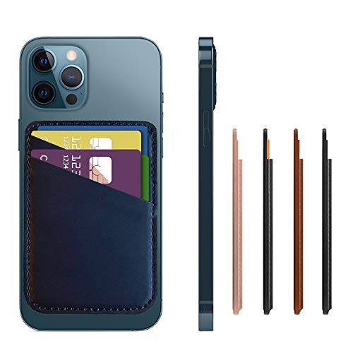 Vibeside MAGsafe 지갑 호환가능한 아이폰 13 프로 맥스  MAG 세이프 안전한 신용 카드 홀더  비건 가죽. 홀드 4 카드. 자석 카드 지갑 홀더 - 애플 아이폰 12, 13 호환가능한 (네이비 블루