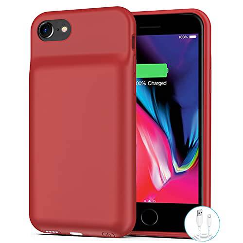 배터리 케이스 아이폰 SE 3/ 6/ 6s/ 7/ 8/ SE 2020, [6500mAh] 슬림 휴대용 보호 아이폰 충전 케이스 백업 보조배터리, 파워뱅크 배터리 케이스 호환가능한 아이폰 SE 3/ 6/ 6s/ 7/ 8/ SE 2020 (4.7 inch)-Red