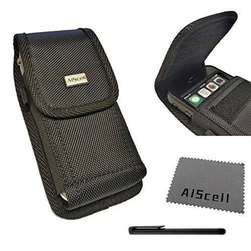 AISCELL Holster for 갤럭시 Note20 울트라, Note20, 노트 10+, S20 울트라, S20+, A51, A71, A21, A11, 내구성 블랙 Nylon 파우치 메탈 벨트 Clip 케이스 and 스타일러스펜, 터치펜 Fits 폰 with 하이브리드 Thick 커버 on