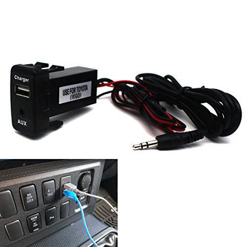 MOTONG  차량용 USB 소켓 Port with 3.5mm AUX 소켓 for Toyota VIGO - MOTONG  차량용 USB 파워 소켓 Port for 아이폰 X/ 8/ 7/ 6/ 5, 아이패드, 삼성, LG, 화웨이 and More(40 20mm)