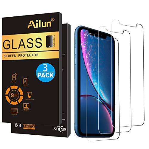 AILUN Screen Protector 호환 iPhone XR (6.1inch 2018 출시), [3 Pack], 0.33mm 강화 유리, 호환 iPhone XR (6.1inch 2018 출시), 안티 스크래치