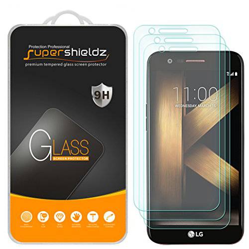 (3 Pack) Supershieldz for LG (K20 플러스) 강화유리 화면보호필름, 액정보호필름, 0.33mm, Anti 스크레치, 기포 방지