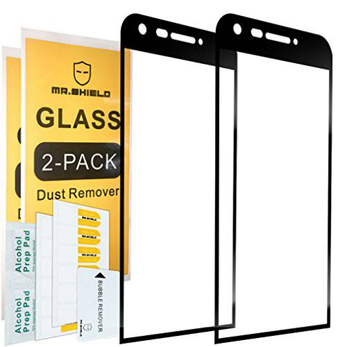 [2-PACK] -Mr Shield LG G5 용 [강화 유리] [Full-Cover] [Black] 평생 보증 교체 기능이있는 화면 보호기