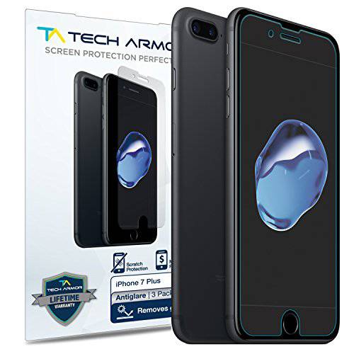 Tech Armor Anti-Glare/ 지문인식 필름 화면보호필름, 액정보호필름 for 애플 아이폰 7 플러스/ 아이폰 8 플러스 (5.5-inch) [3-Pack]
