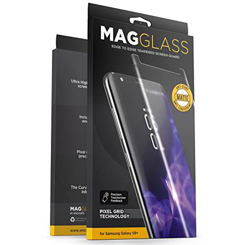 삼성 갤럭시 S9 플러스 매트,무광 화면보호필름, 액정보호필름 - 굽은 지문인식 방지 강화유리 (MagGlass XM90) 한층더강화된 Anti 글레어 스크린 방지 (Includes 정밀한 어플리케이터)