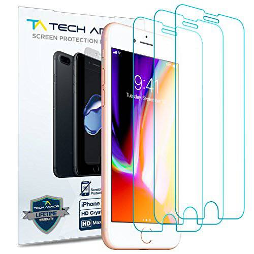 Tech Armor HD 클리어 필름 화면보호필름, 액정보호필름 (Not 글래스) for 애플 아이폰 7 플러스, 아이폰 8 플러스 (5.5-inch) [3-Pack]