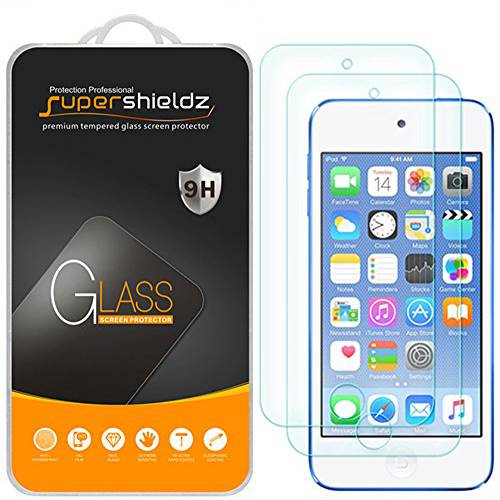 (2 팩) Supershieldz for 애플 New iPod 터치 (7th Gen 2019 출시, 6th and 5th Generation) 강화유리 화면보호필름, 액정보호필름, Anti 스크레치, 기포 프리