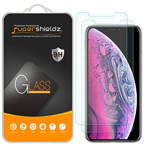 [2-Pack] Apple iPhone XS Max (6.5 ) 용 Supershieldz 강화 유리 스크린 보호기, 안티 스크래치, 거품 방지, 평생 교체 보증