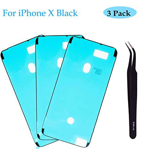 Ogodeal Screen Adhesive Strips Pre-Cut Waterproof Seals for iPhone X, Water Liquid Damage Repair Glue Replacement 3Pack (Black)