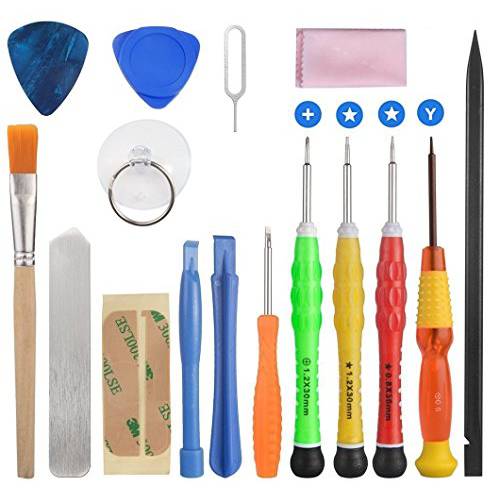 ELINKA 16 Pieces Cell Phone Repair Tool Kits Screwdriver Opening Pry Tools for iPhone 7/7 Plus/6Plus/6S/6/5S/5/5C/4S/4/SE, iPad Air/Air2/mini, iPod