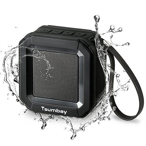 무선 스테레오 사운드 미니 휴대용 야외 스피커 Tsumbay IP65 방수 샤워 스피커 내장 마이크 20 시간 재생 - A106S B