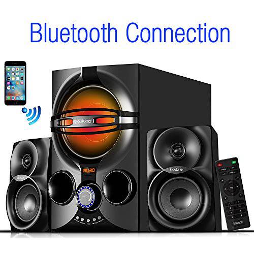 Boytone BT-324F, 2.1 블루투스 강력한 홈 시어터 스피커 시스템, FM 라디오, SD USB 포트, 디지털 재생 백, 40 와트, RGB 라이트, 전체 기능 리모콘, 스마트 폰, 태블릿