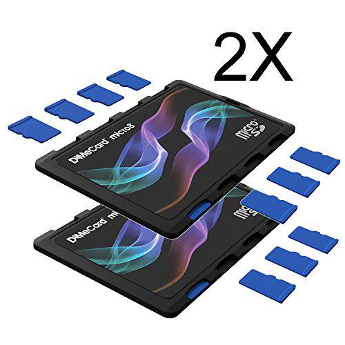 DiMeCard micro8 마이크로SD 메모리 카드 홀더 - 컬러 Wave 에디션 2-PACK (울트라 thin 신용 카드 사이즈 홀더, writable 라벨)