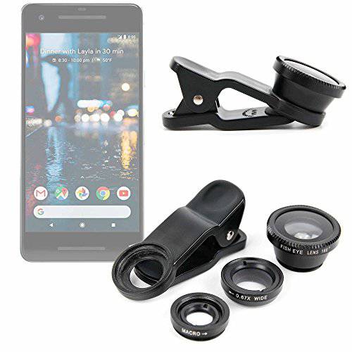 DURAGADGET 3-Piece 스마트폰 카메라 렌즈 부착물 - 피쉬 시력, 와이드 앵글& Macro for 구글 Pixel | Pixel 2 | Pixel XL | Pixel 2 XL