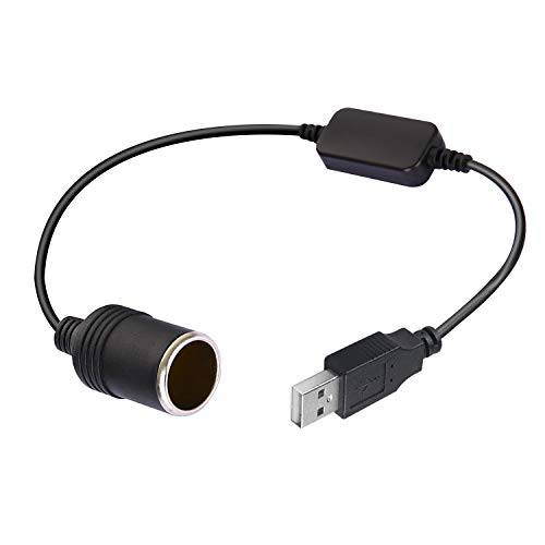 OUOU USB A Male to 12V 차량용 담배 더밝게 소켓 Female Step Up 케이블 인버터 컨버터 차량용 담배 Lighters 호환가능한 운전 레코더 GPS E-Dog Etc-Black