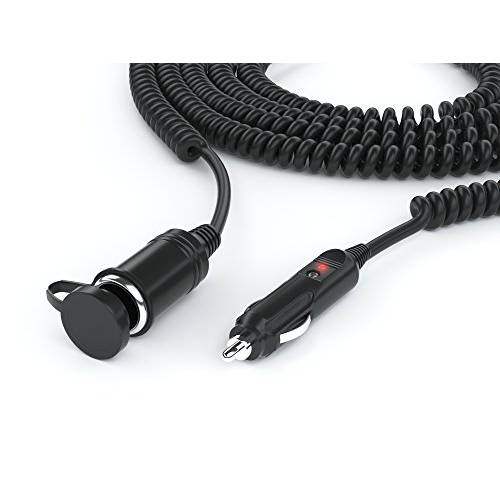 담배 더밝게 연장 케이블 12V 차량용 충전 소켓 파워 Plug 케이블 18AWG - UL Listed 엑스트라 롱 (12 Ft Uncoiled/ 2.5 Ft 말린케이블)