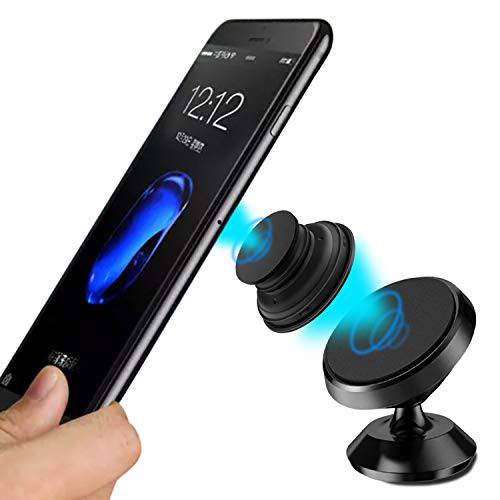 KOMTECH compatible with smartphones Phone Magnet Mount with or Without Pop Out Expanding Grip - Dash or Console Adhesive Sticky Mount Easy On & Off Magnet Design